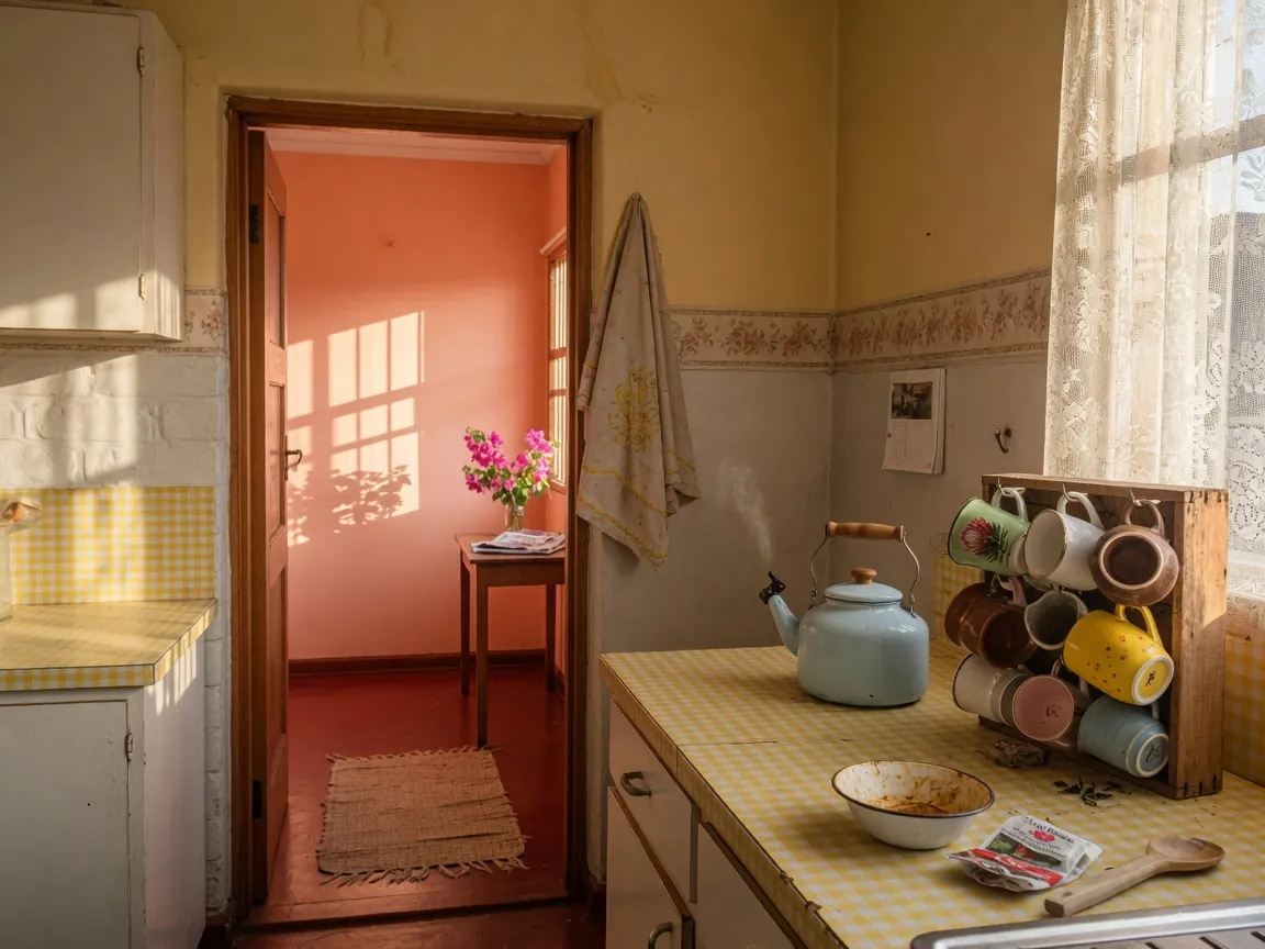 Warm domestic kitchen in soft morning light